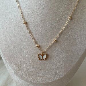 White butterfly necklace
